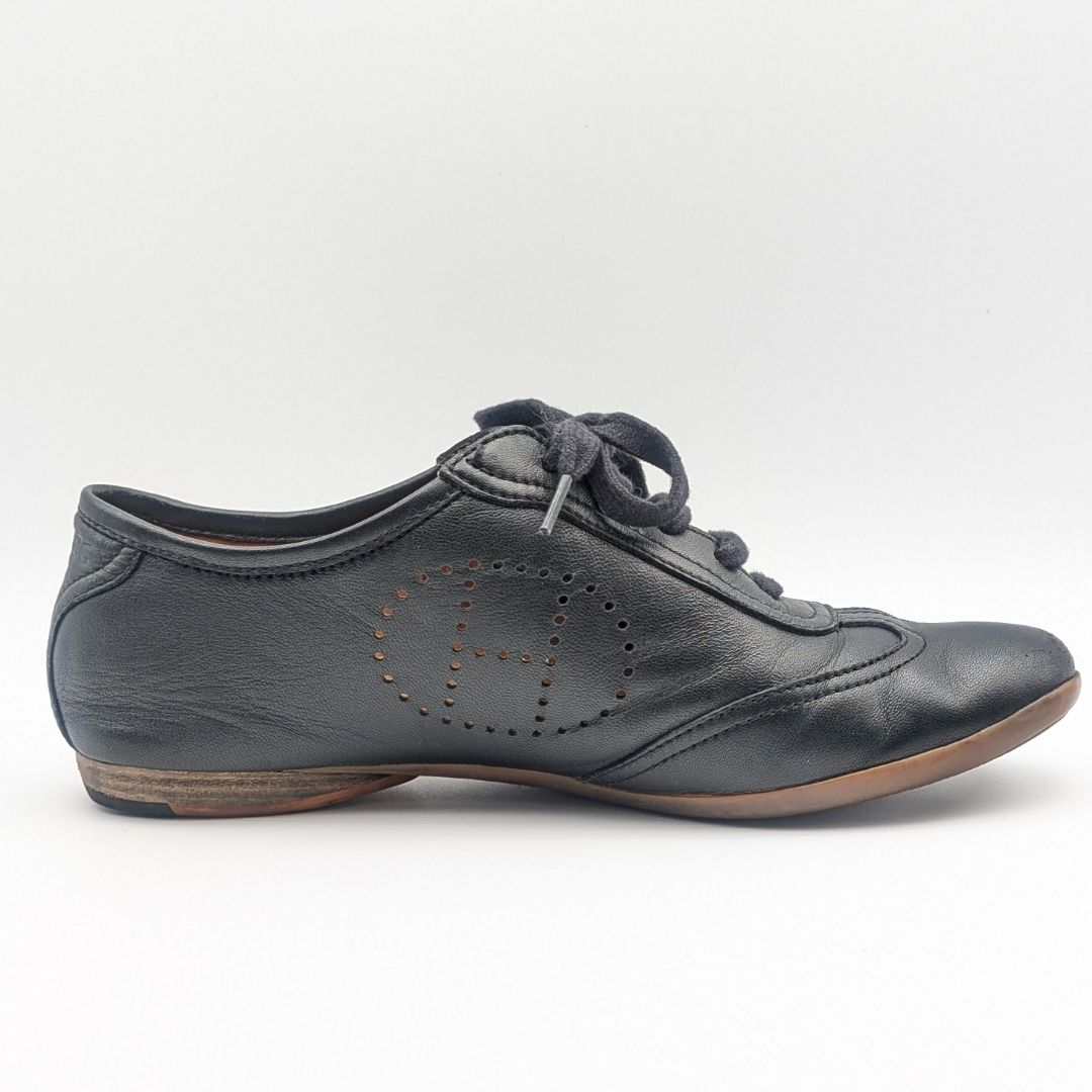 Hermes Evelyne Sneakers Leather Perforated Black — view 3