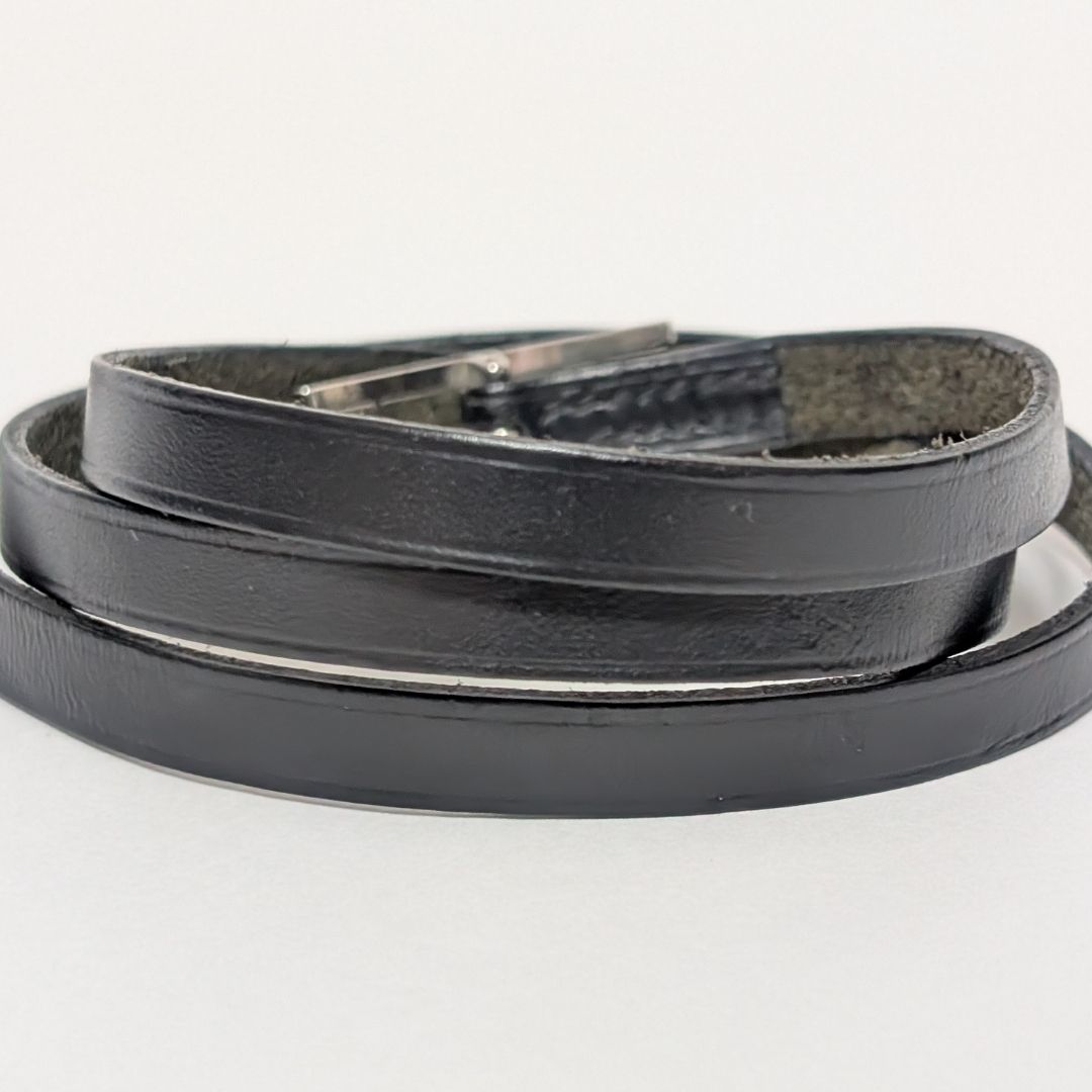 Hermes Hapi 3 Leather Black Silver Bracelet — view 2