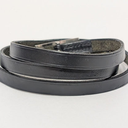 Hermes Hapi 3 Leather Black Silver Bracelet — view 2