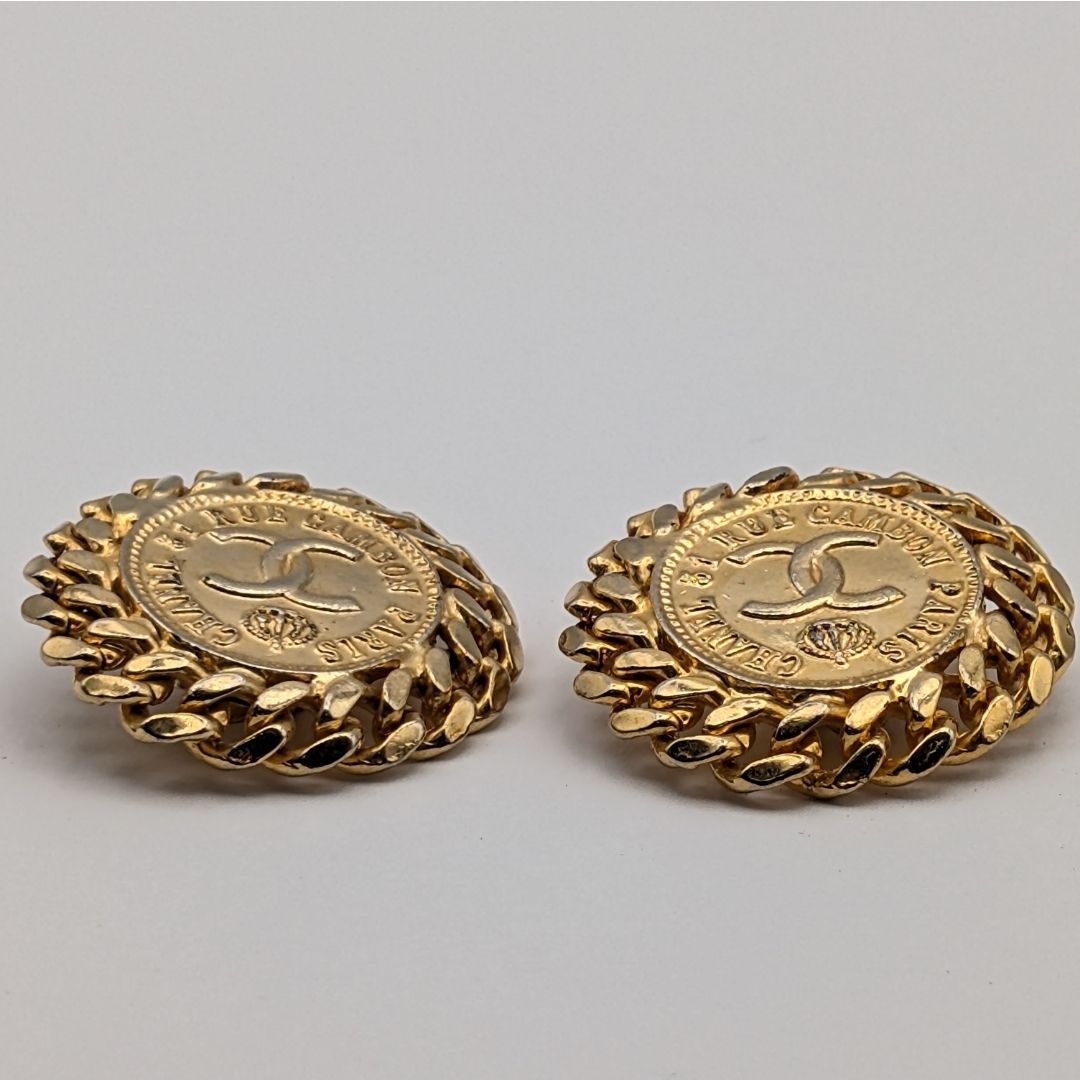 Chanel Earrings CC Logo Cambon Gold Earrings — view 4