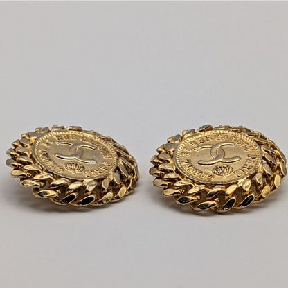 Chanel Earrings CC Logo Cambon Gold Earrings — view 4