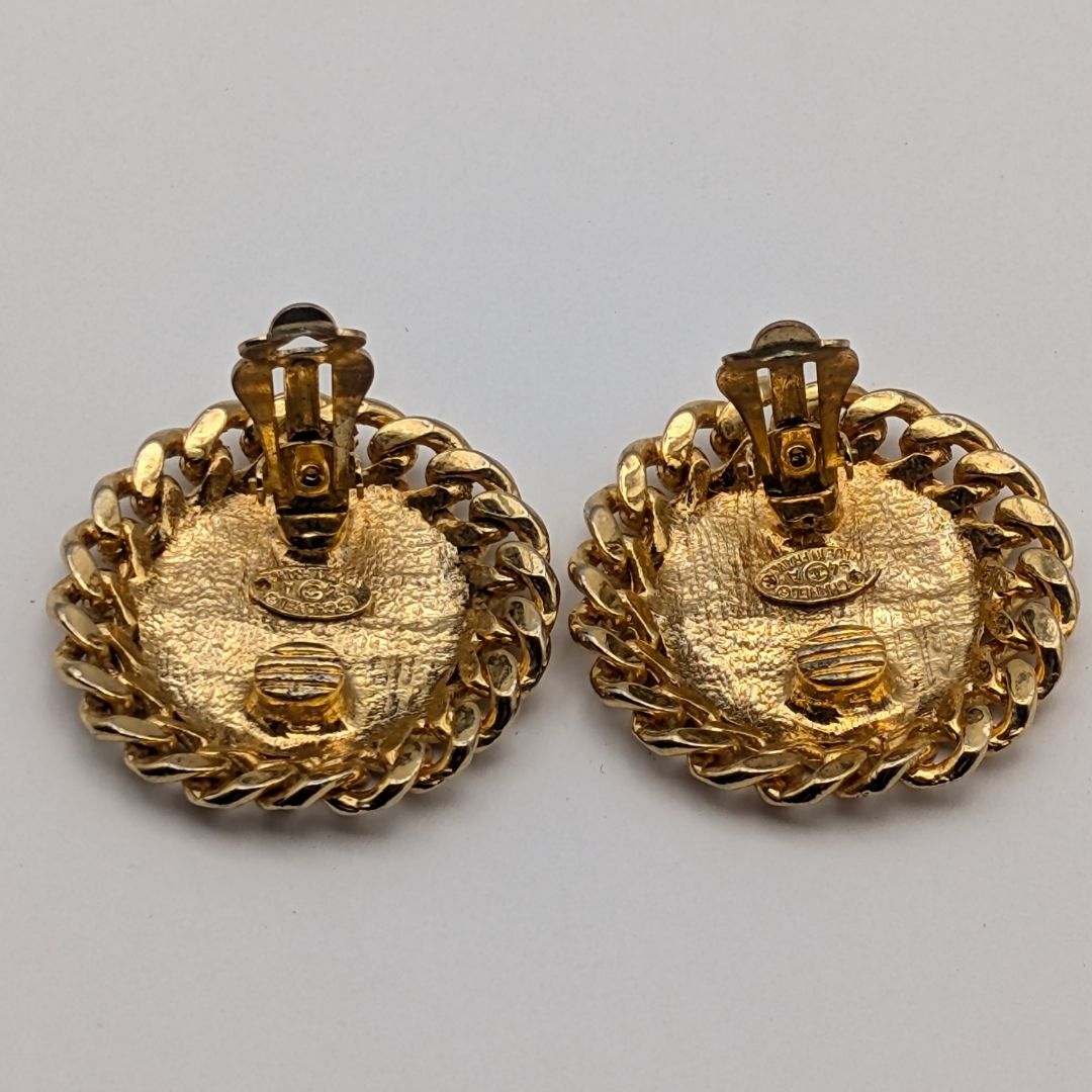 Chanel Earrings CC Logo Cambon Gold Earrings — view 7