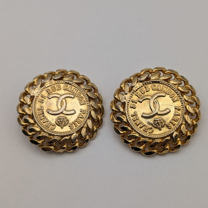 Chanel Earrings CC Logo Cambon Gold Earrings