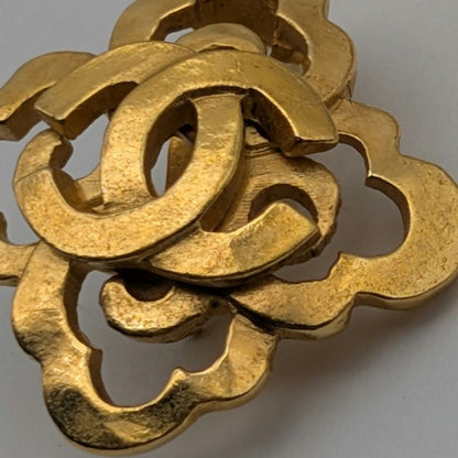 Chanel Earring CC Logo Gold Clover Vintage — view 2