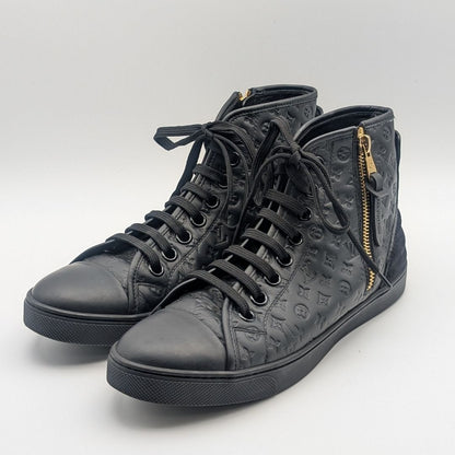 Louis Vuitton High Cut Zip Up Sneakers Monogram Leather