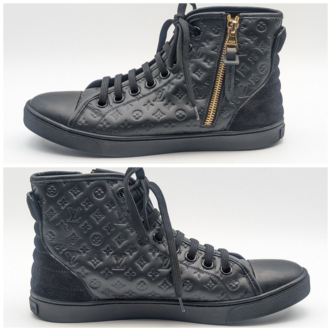 Louis Vuitton High Cut Zip Up Sneakers Monogram Leather — view 2