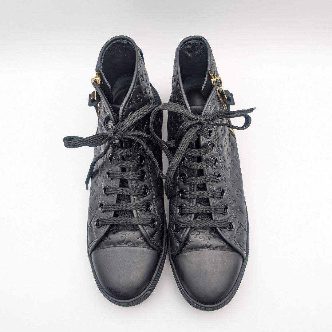 Louis Vuitton High Cut Zip Up Sneakers Monogram Leather — view 6