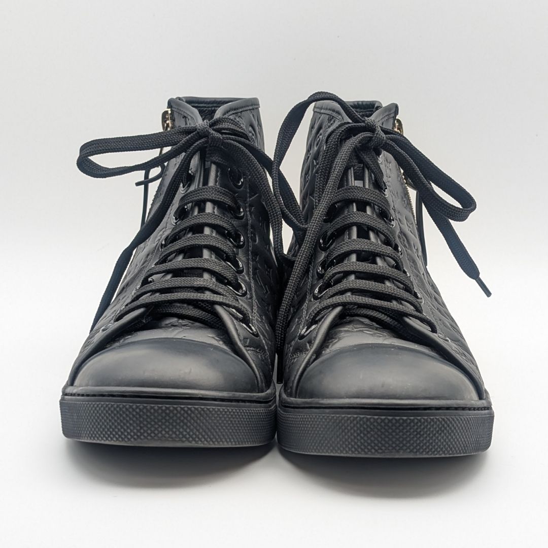 Louis Vuitton High Cut Zip Up Sneakers Monogram Leather — view 3