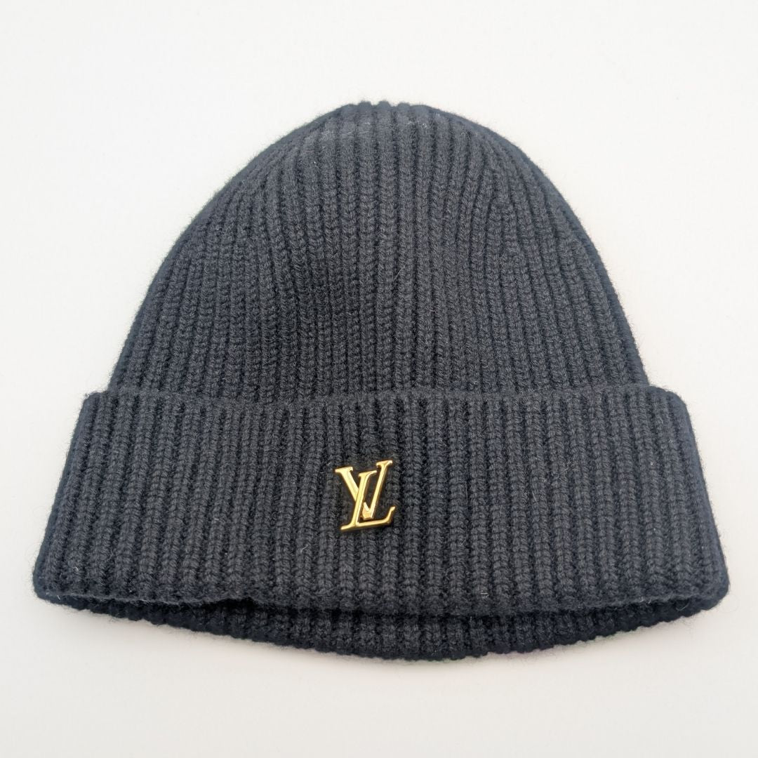 Louis Vuitton LV Spark Noir Black Knit Hat Beanie Logo
