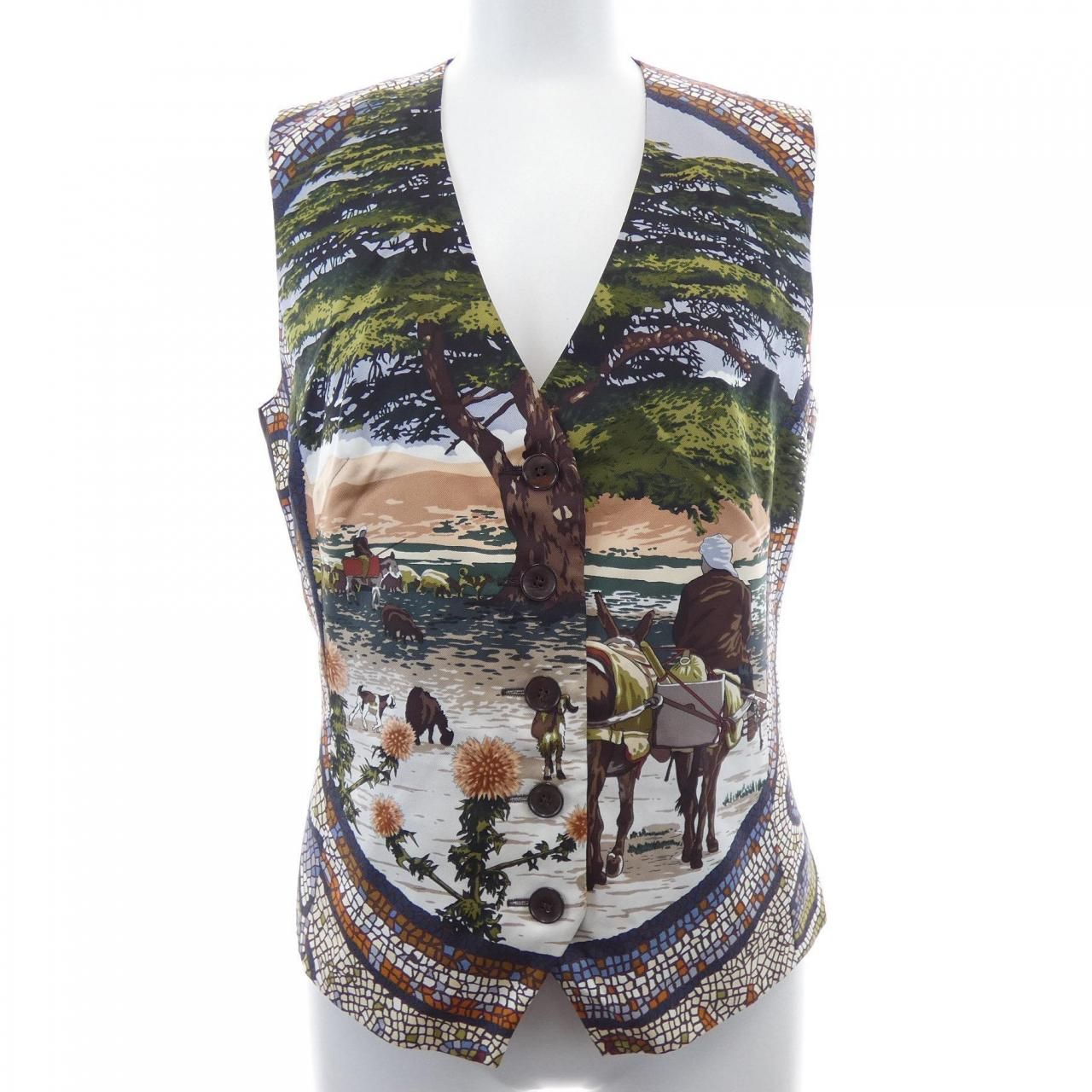 Hermes Vintage Sous Cedre Twill Lenevest Scarf