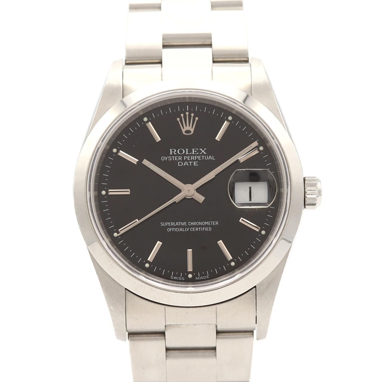 Rolex Oyster Perpetual Date SS Automatic Winding Number Watch