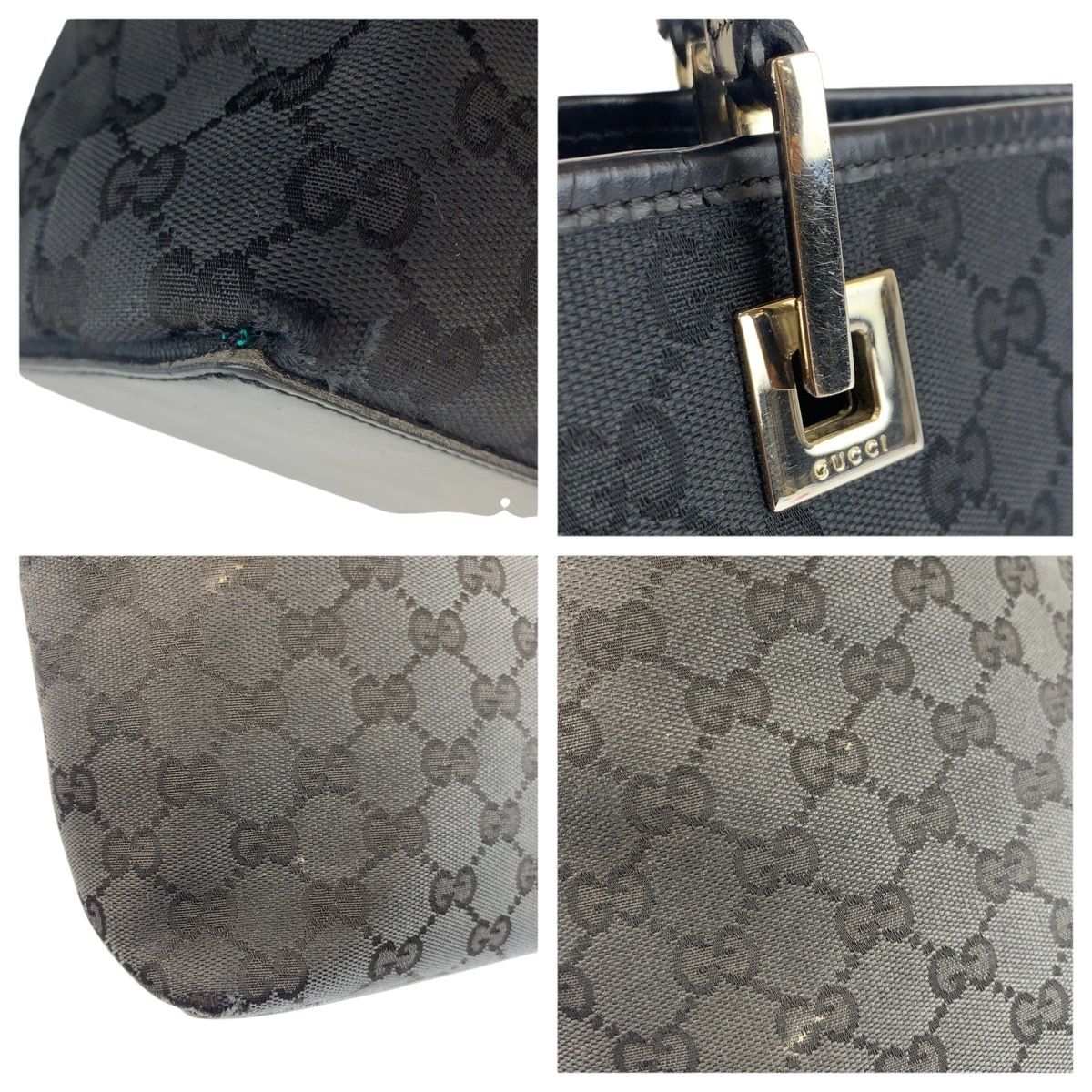 Gucci Black GG Canvas Leather 002 Tote — view 5
