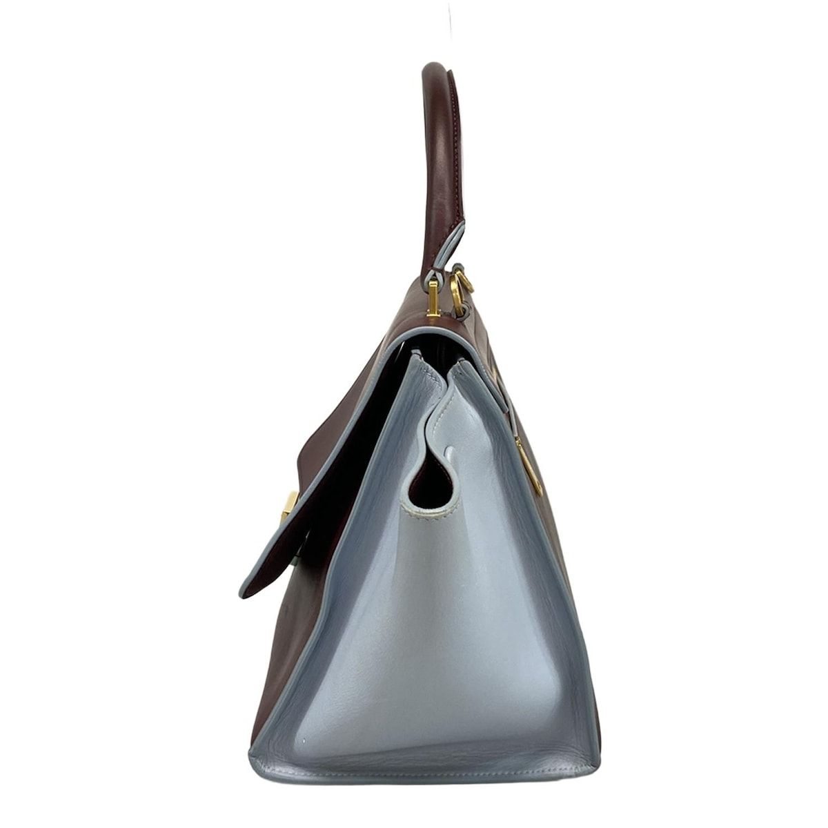 Celine Handbag Trapeze Small Bordeaux Light Blue Leather — view 4