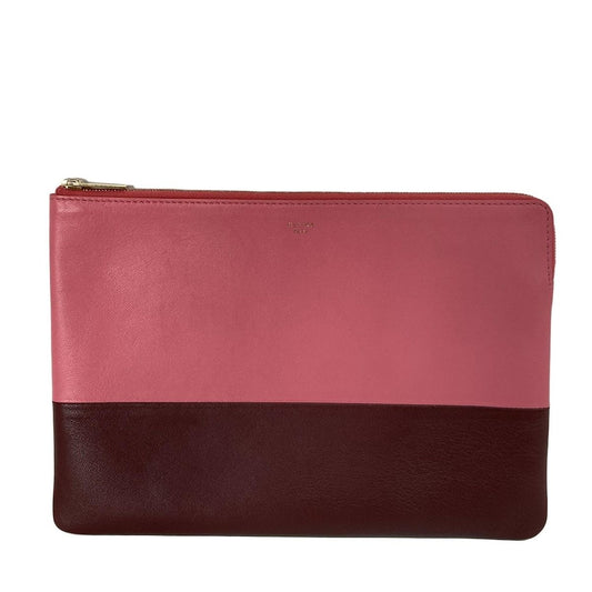 Celine Clutch Pouch Pink Bordeaux Bicolor Leather