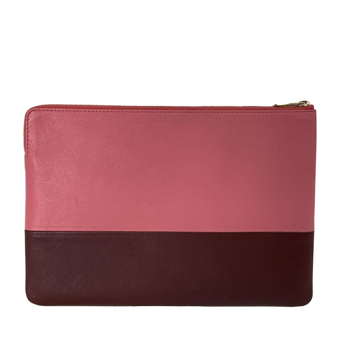 Celine Clutch Pouch Pink Bordeaux Bicolor Leather — view 3