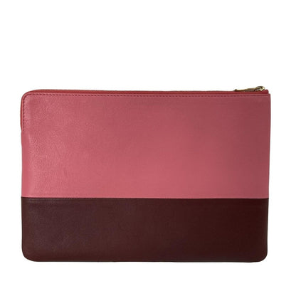 Celine Clutch Pouch Pink Bordeaux Bicolor Leather — view 3