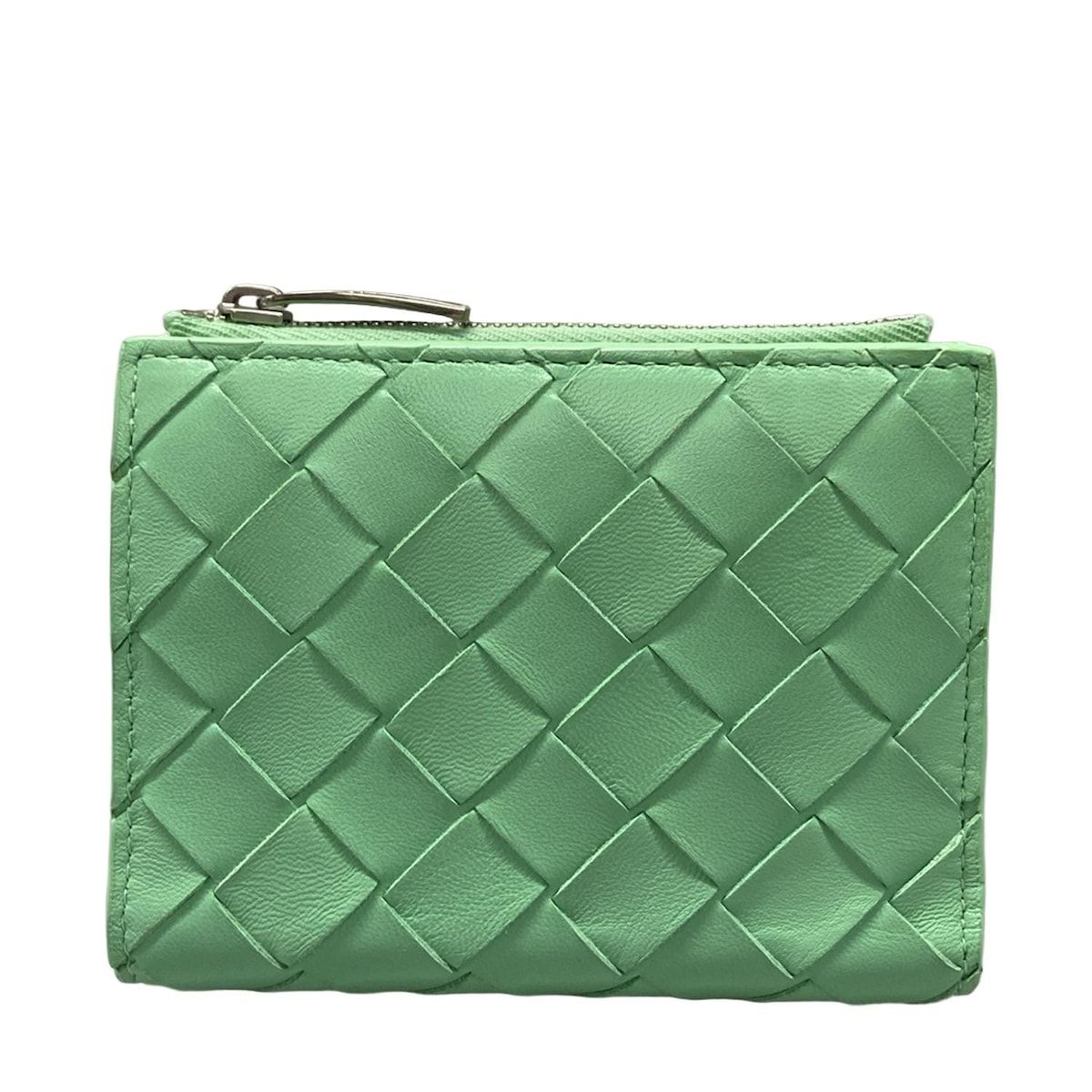 Bottega Veneta Bifold Wallet Maxi Intrecciato Light Green Leather