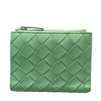 Bottega Veneta Bifold Wallet Maxi Intrecciato Light Green Leather
