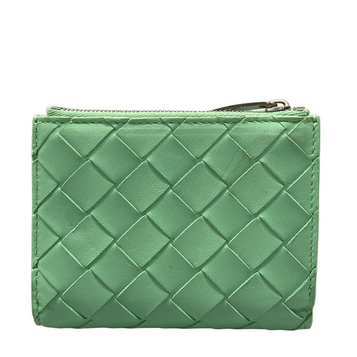 Bottega Veneta Bifold Wallet Maxi Intrecciato Light Green Leather — view 2