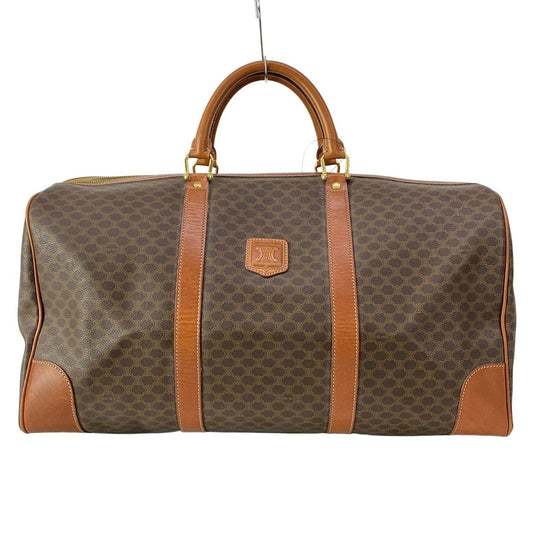 Celine Boston Bag Macadam Pattern Dark Brown Leather