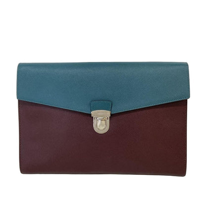 Prada Clutch Bordeaux Blue Green Bicolor Leather