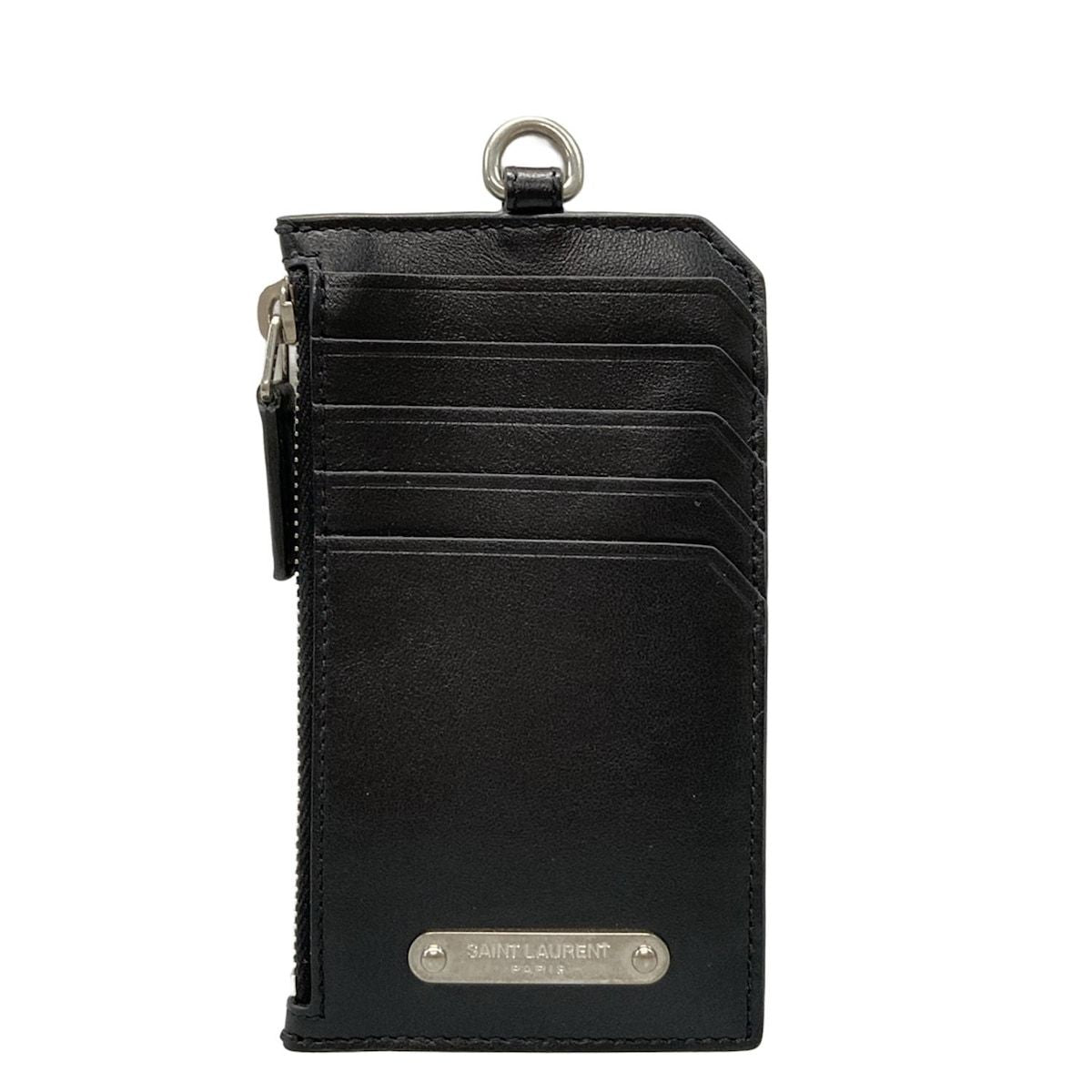 Saint Laurent Paris Coin Case Black Fragment Leather