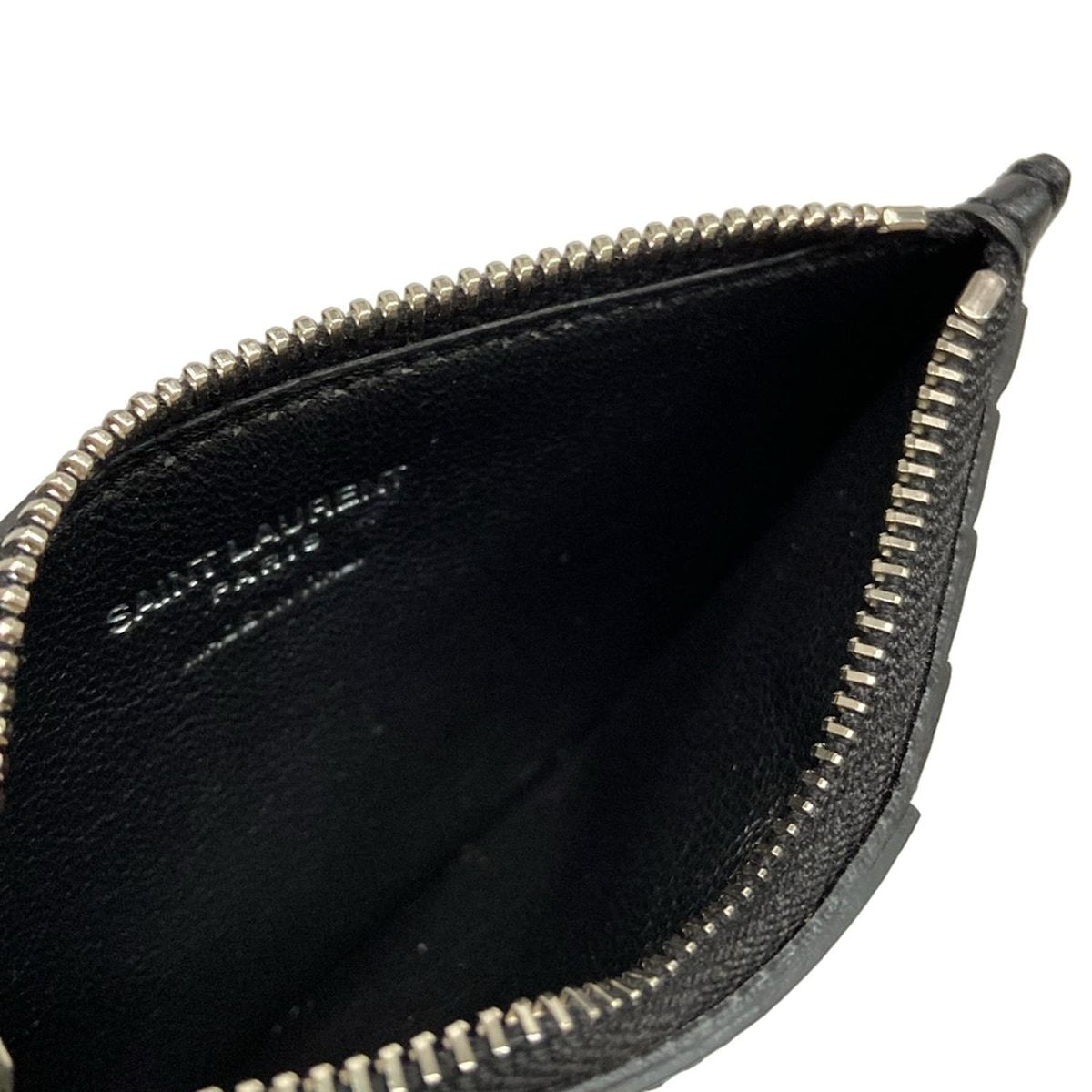 Saint Laurent Paris Coin Case Black Fragment Leather — view 3