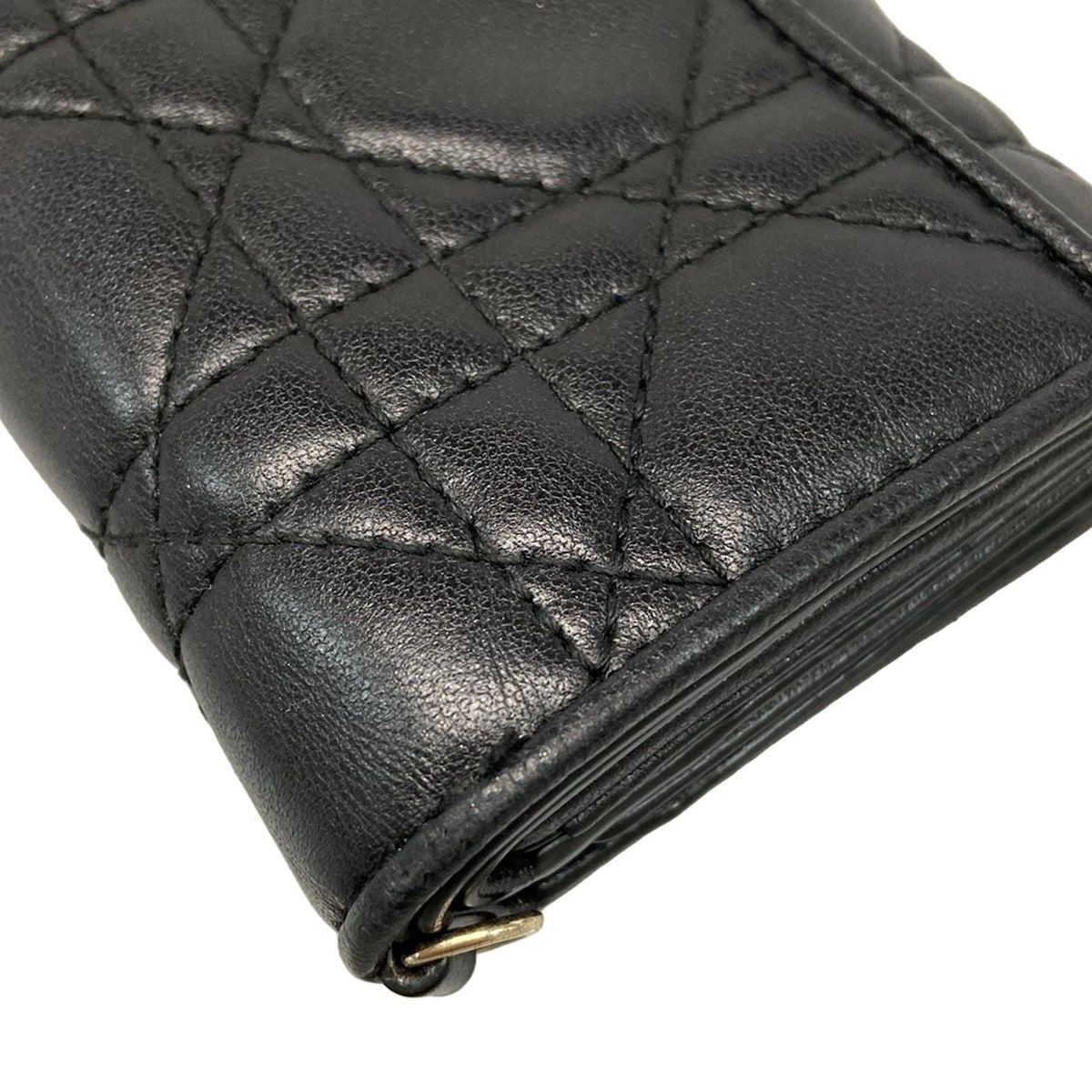Dior Trifold Wallet Lotus Black Lambskin Handbag — view 7
