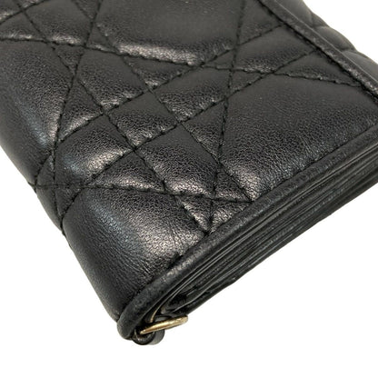 Dior Trifold Wallet Lotus Black Lambskin Handbag — view 7