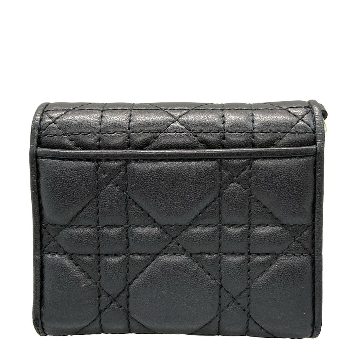 Dior Trifold Wallet Lotus Black Lambskin Handbag — view 2