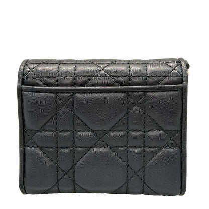 Dior Trifold Wallet Lotus Black Lambskin Handbag — view 2