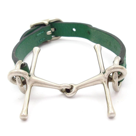 Hermes Bracelet Molle Leather Green Silver