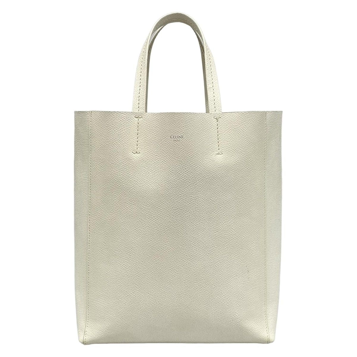 Celine Tote Vertical Cabas Mall White Leather