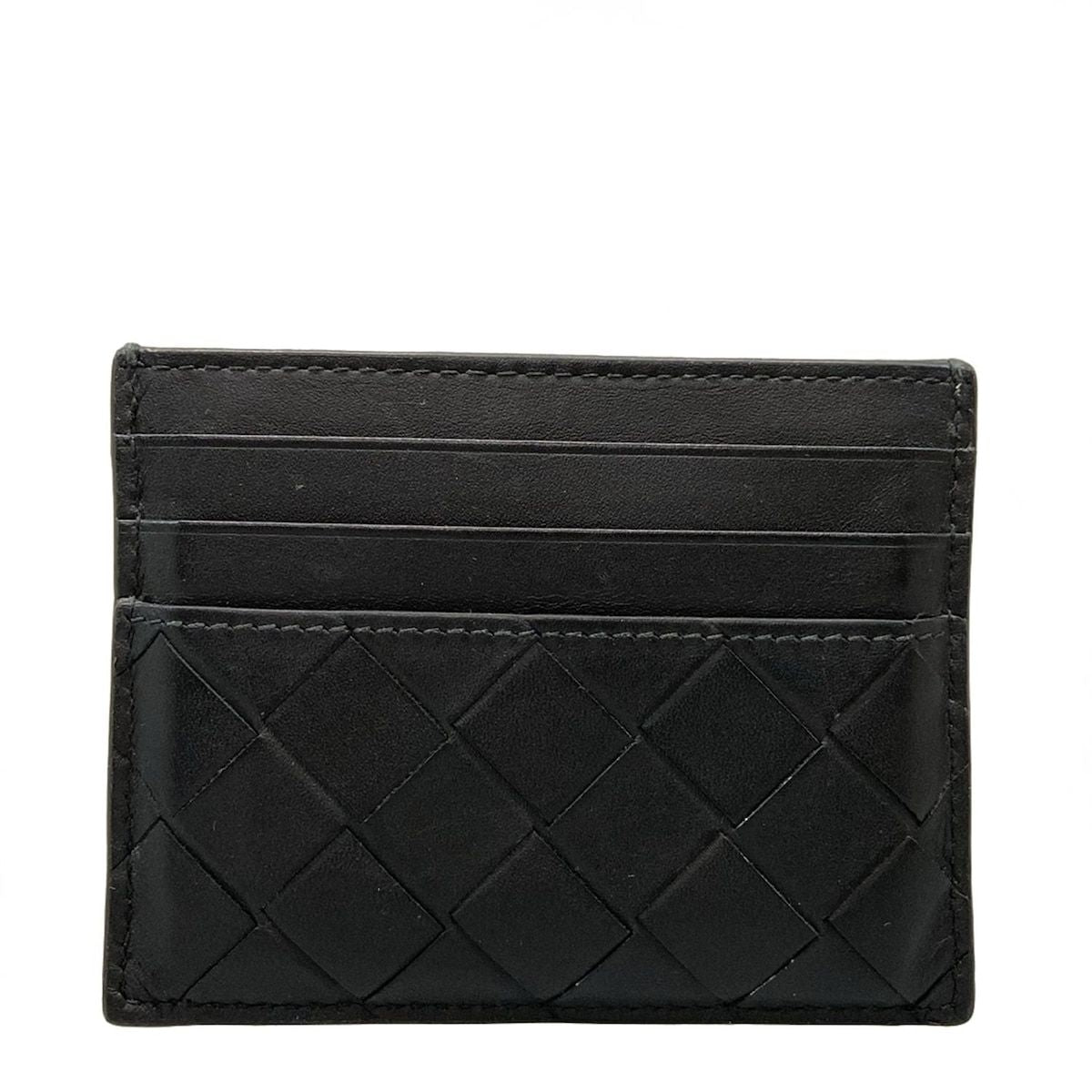 Bottega Veneta Card Case Maxi Intrecciato Black Leather