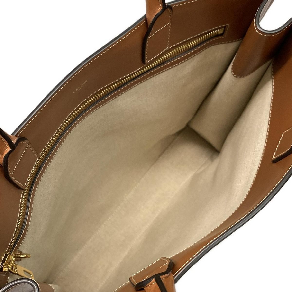 Celine Tote Large Vertical Cover Ivory Brown — view 7