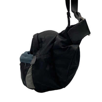 Prada Shoulder Bag Black Navy Gray Camouflage Leather — view 4