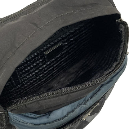 Prada Shoulder Bag Black Navy Gray Camouflage Leather — view 7