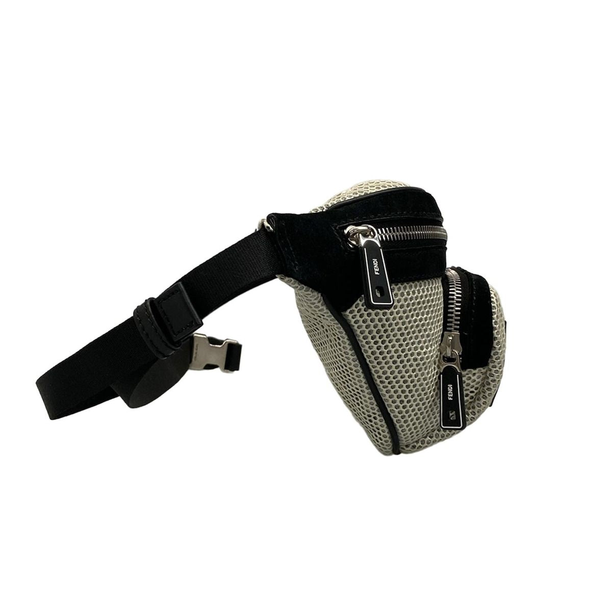 Fendi Waist Pouch Ivory Light Gray Black Logo — view 2