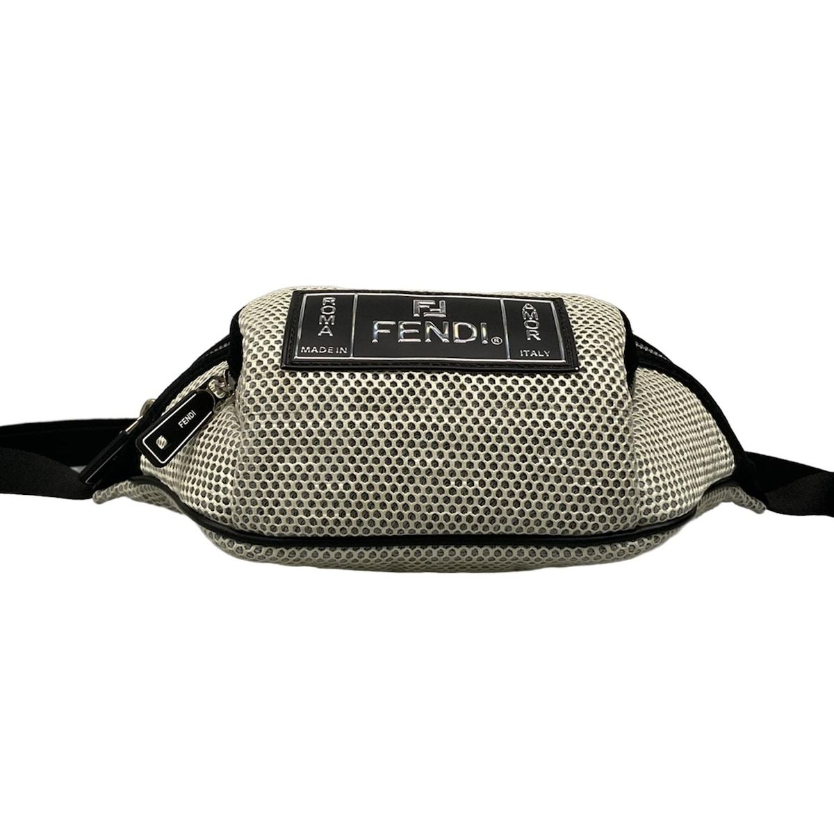 Fendi Waist Pouch Ivory Light Gray Black Logo — view 5