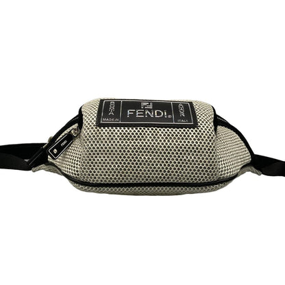 Fendi Waist Pouch Ivory Light Gray Black Logo — view 5