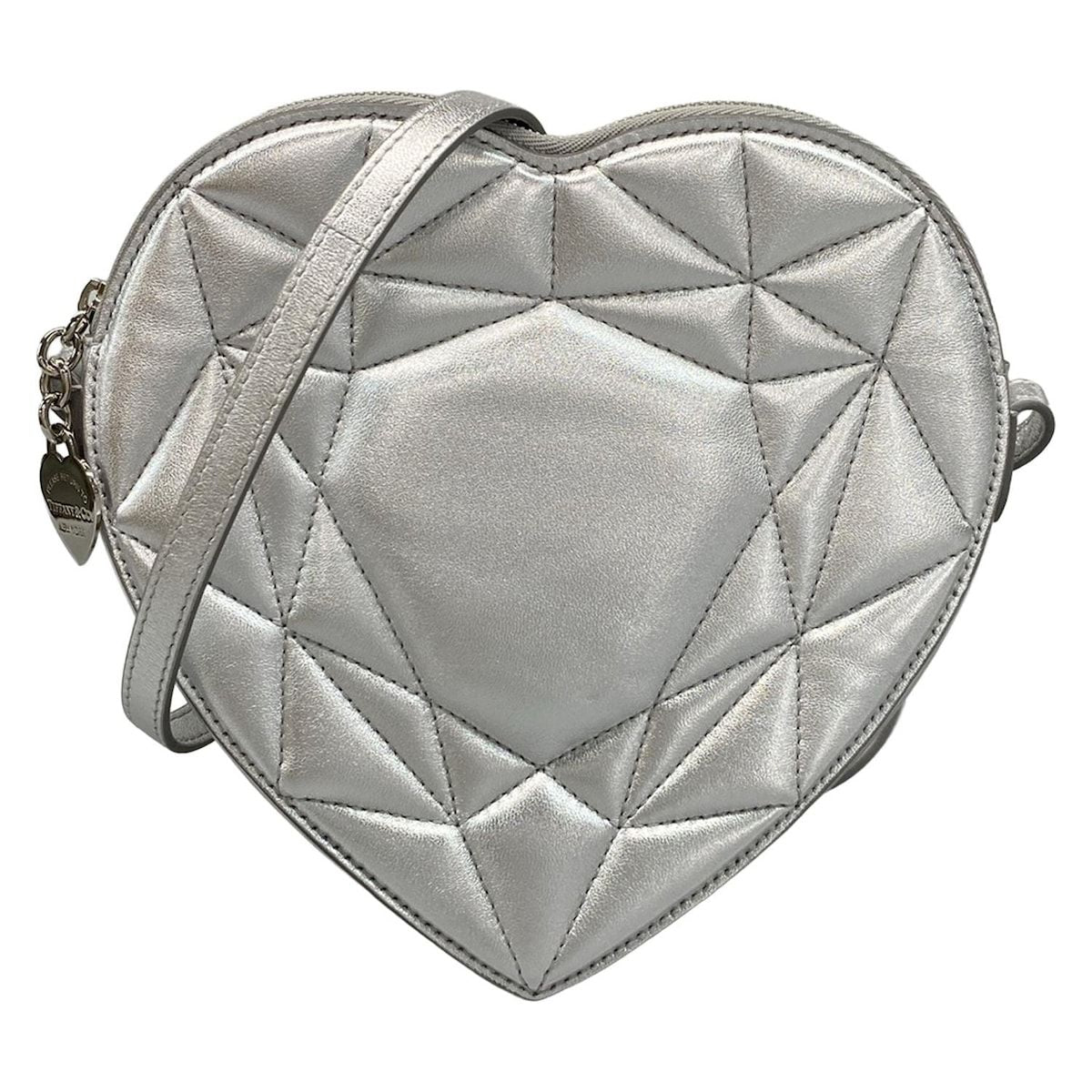 Tiffany & Co Shoulder Bag Padded Crossbody Silver Quilted Leather