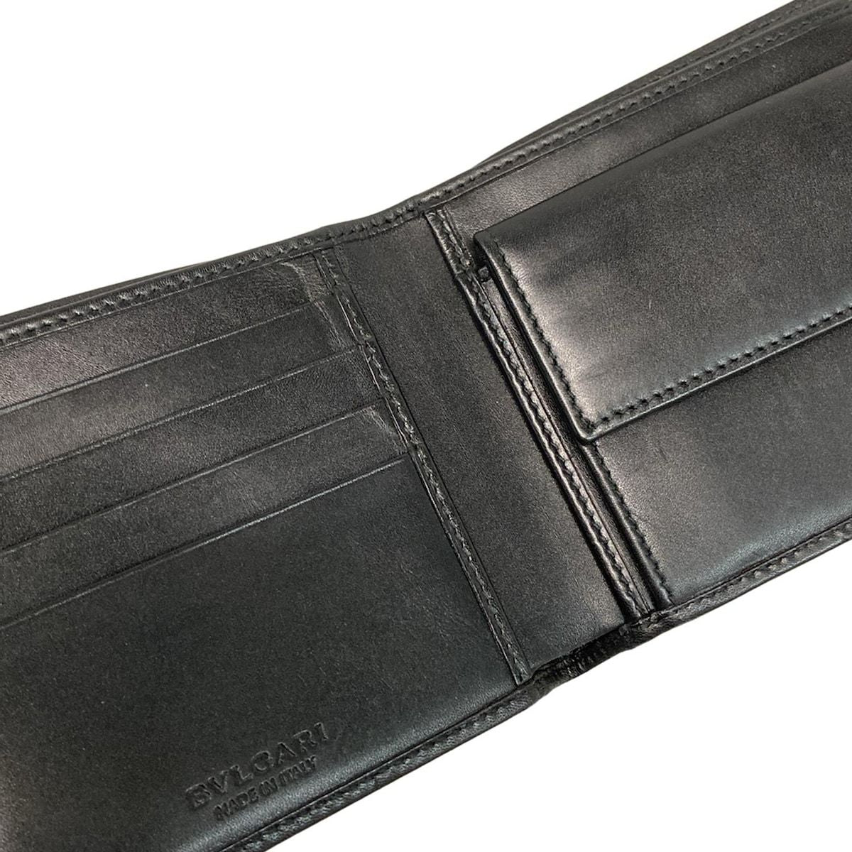 Bvlgari Bifold Wallet Gray Black Leather — view 3