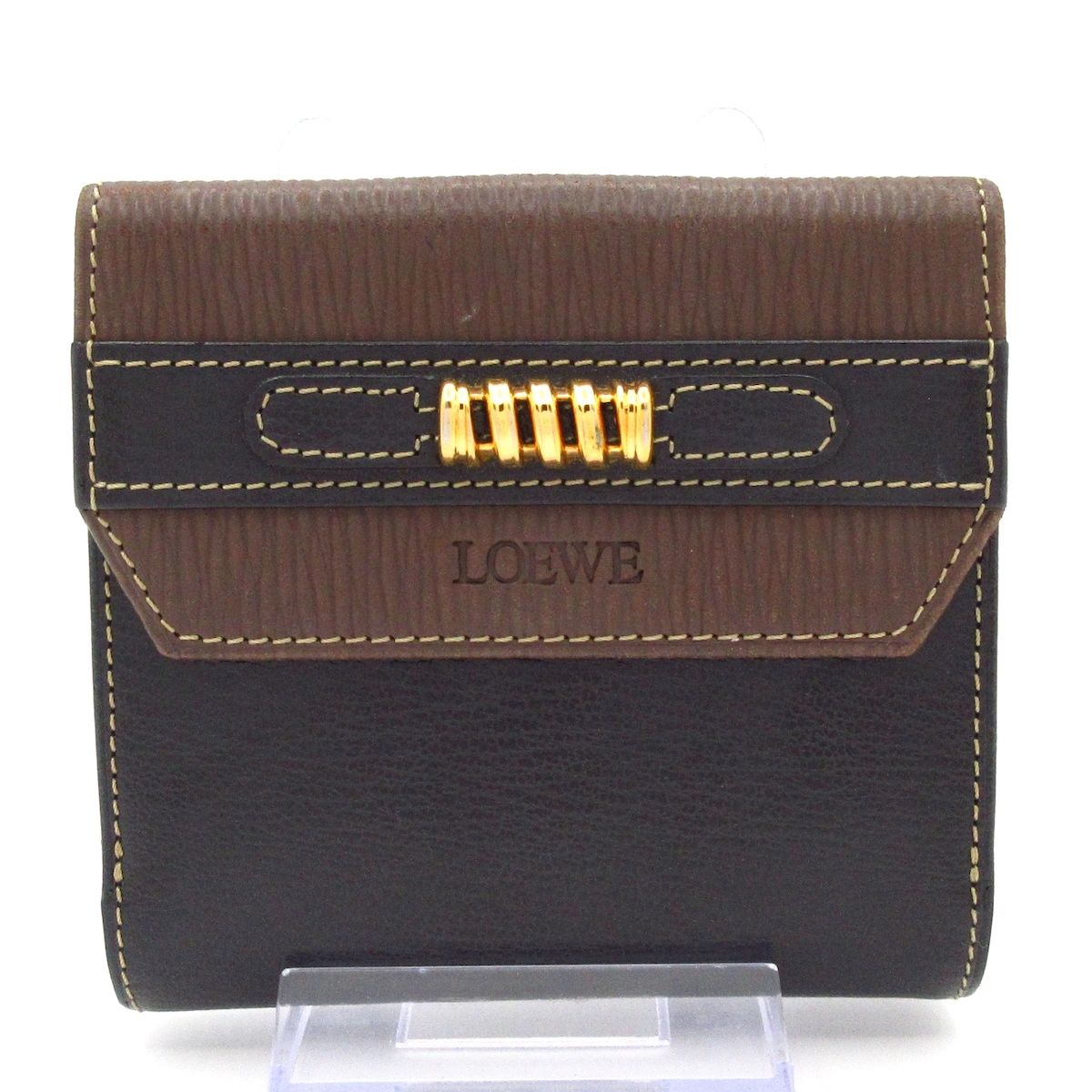 Loewe Bifold Wallet Velasquez Black Dark Brown Leather