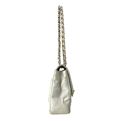 Chanel Shoulder Bag New Travel Line Choco Bar Silver White Chain Leather — view 2