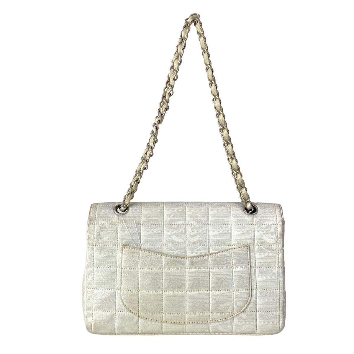 Chanel Shoulder Bag New Travel Line Choco Bar Silver White Chain Leather — view 3