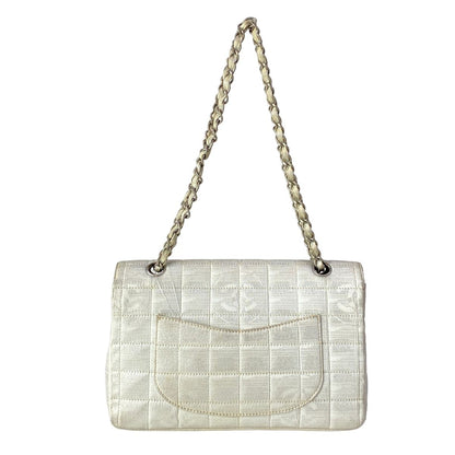 Chanel Shoulder Bag New Travel Line Choco Bar Silver White Chain Leather — view 3