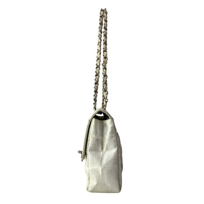 Chanel Shoulder Bag New Travel Line Choco Bar Silver White Chain Leather — view 4