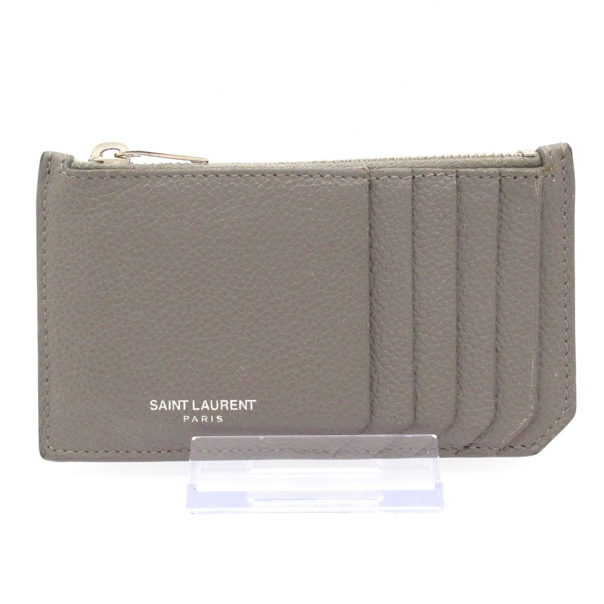 Saint Laurent Paris Card Case Gray Leather — view 2