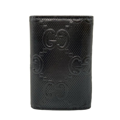 Gucci Key Case GG Embossed Black 6 Hooks with Key Ring Leather Key Holder — view 2
