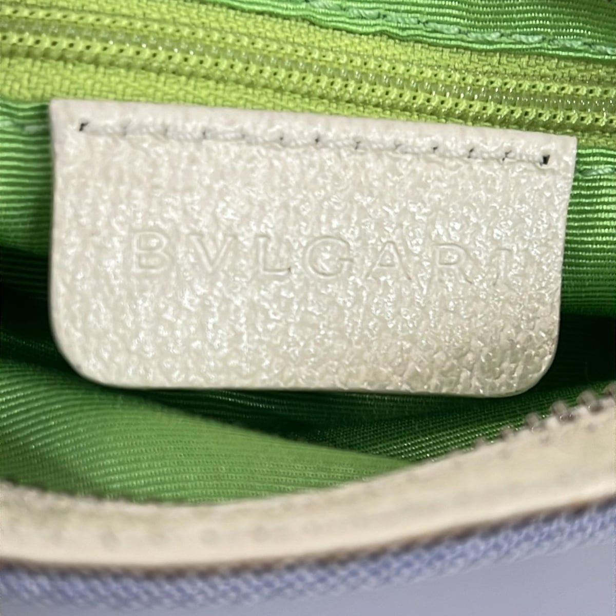 Bvlgari Shoulder Bag Logo Mania Light Blue Ivory Leather — view 7